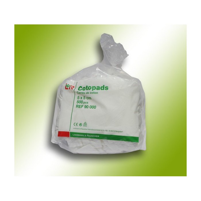 Coton Carré pour Soins 5cmx5cm Sachet de 500